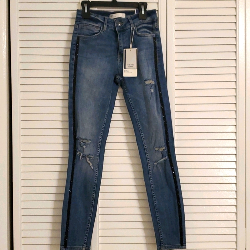 Zara Mid-Rise Distressed Skinny Jeans - Zara